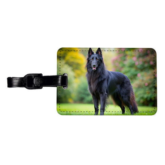 Groenendael Belgian Sheepdog Dog Photo Travel Faux Leather Luggage Tag