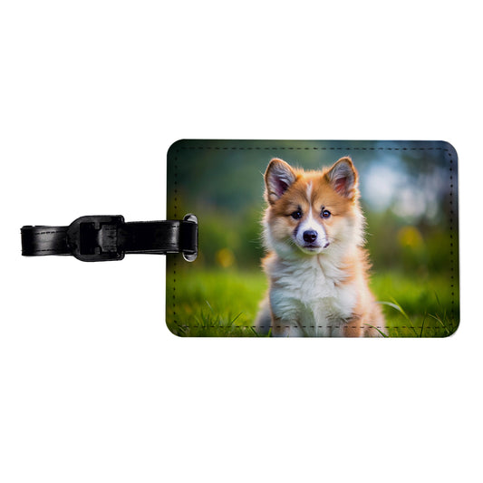 Icelandic Sheepdog Dog Puppy Photo Travel Faux Leather Luggage Tag