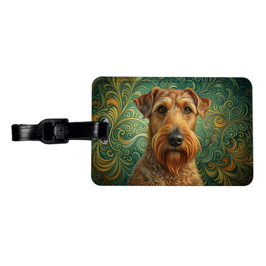 Irish Terrier Dog Art Nouveau Travel Faux Leather Luggage Tag