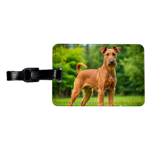 Irish Terrier Dog Photo Travel Faux Leather Luggage Tag
