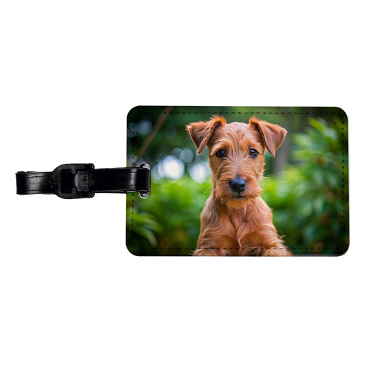 Irish Terrier Dog Puppy Photo Travel Faux Leather Luggage Tag
