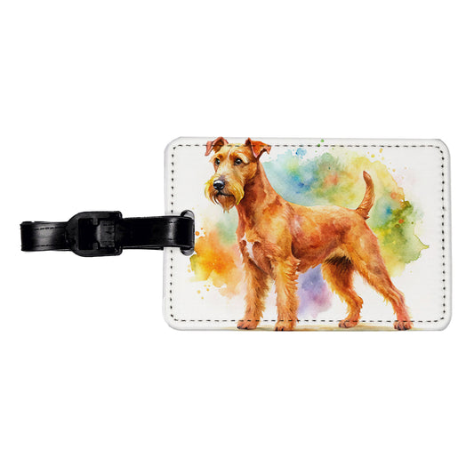 Irish Terrier Dog Watercolor Style Travel Faux Leather Luggage Tag