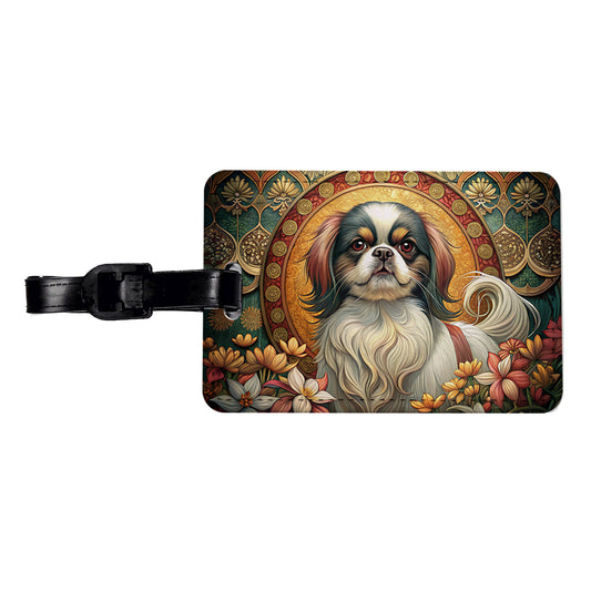 Japanese Chin Dog Art Nouveau Travel Faux Leather Luggage Tag
