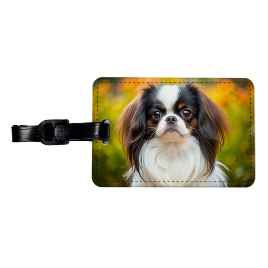 Japanese Chin Dog Photo Travel Faux Leather Luggage Tag