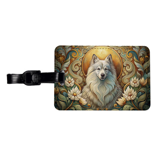 Keeshond Dog Art Nouveau Travel Faux Leather Luggage Tag