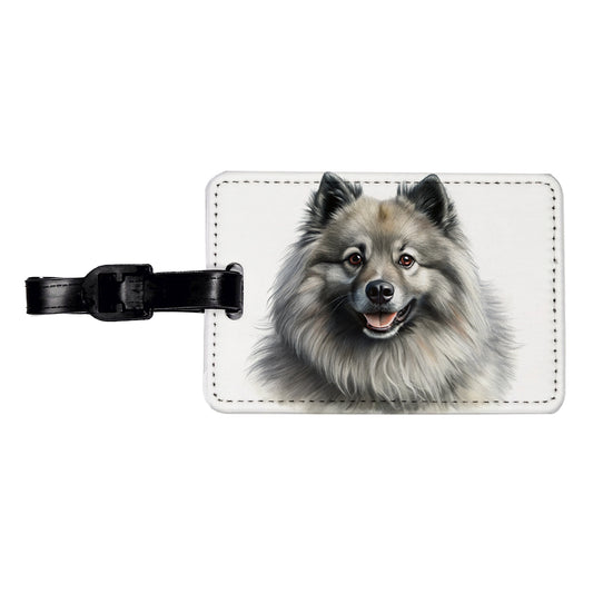 Keeshond Dog Illustration Travel Faux Leather Luggage Tag