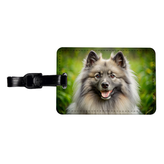 Keeshond Dog Photo Travel Faux Leather Luggage Tag