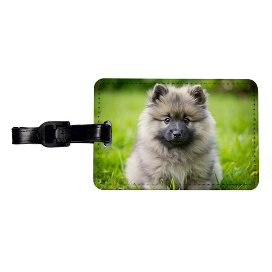 Keeshond Dog Puppy Photo Travel Faux Leather Luggage Tag