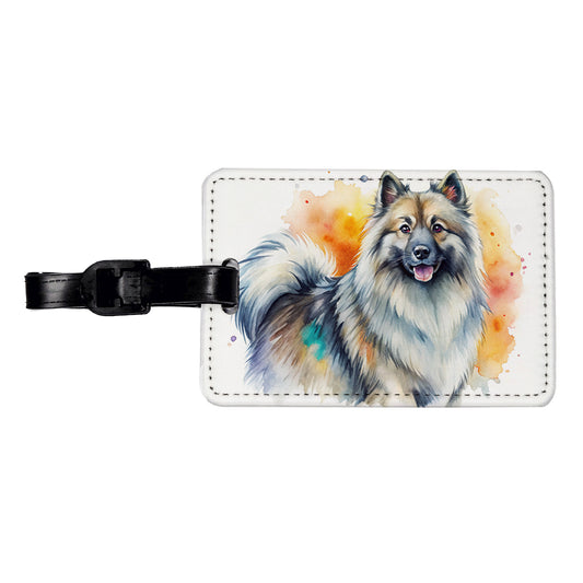 Keeshond Dog Watercolor Style Travel Faux Leather Luggage Tag