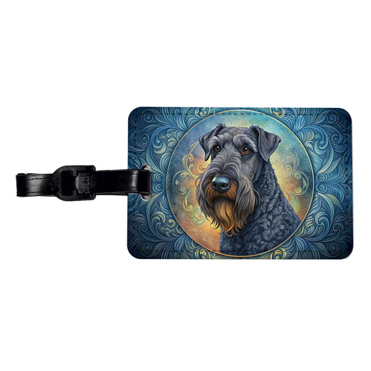 Kerry Blue Terrier Dog Art Nouveau Travel Faux Leather Luggage Tag