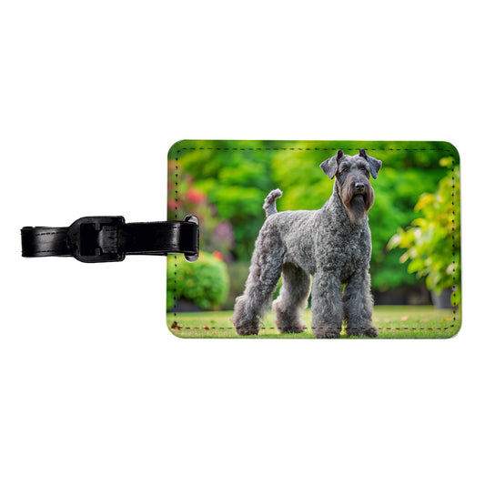 Kerry Blue Terrier Dog Photo Travel Faux Leather Luggage Tag