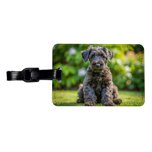 Kerry Blue Terrier Dog Puppy Photo Travel Faux Leather Luggage Tag