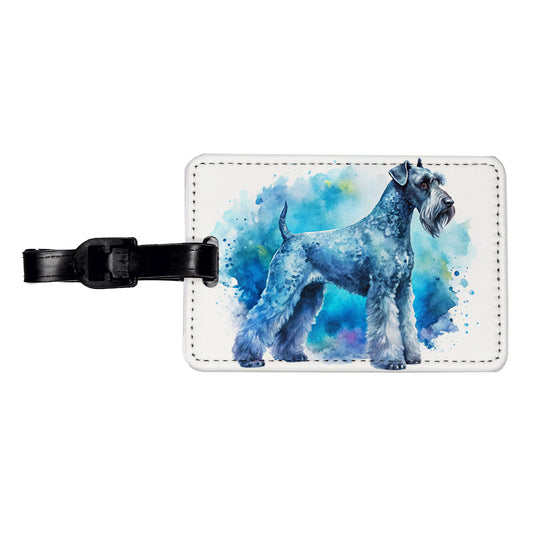 Kerry Blue Terrier Dog Watercolor Style Travel Faux Leather Luggage Tag