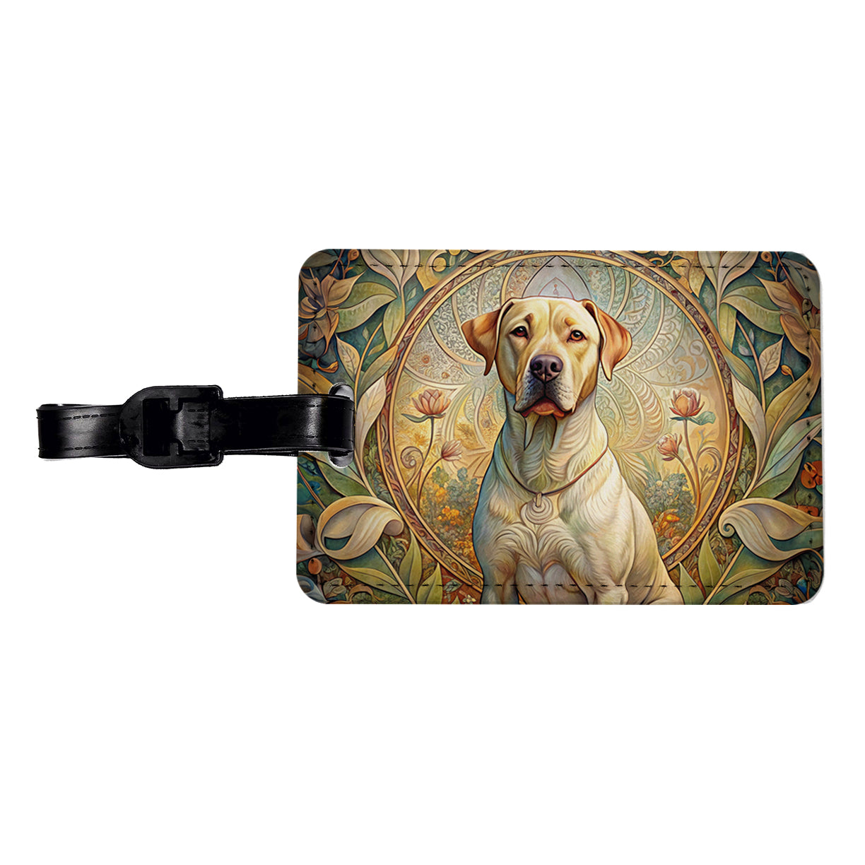 Labrabull Dog Art Nouveau Travel Faux Leather Luggage Tag