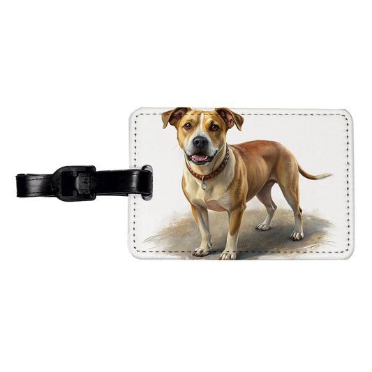 Labrabull Dog Illustration Travel Faux Leather Luggage Tag