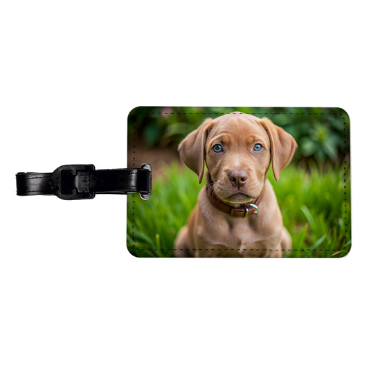 Labrabull Dog Puppy Photo Travel Faux Leather Luggage Tag