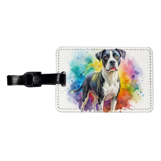 Labrabull Dog Watercolor Style Travel Faux Leather Luggage Tag