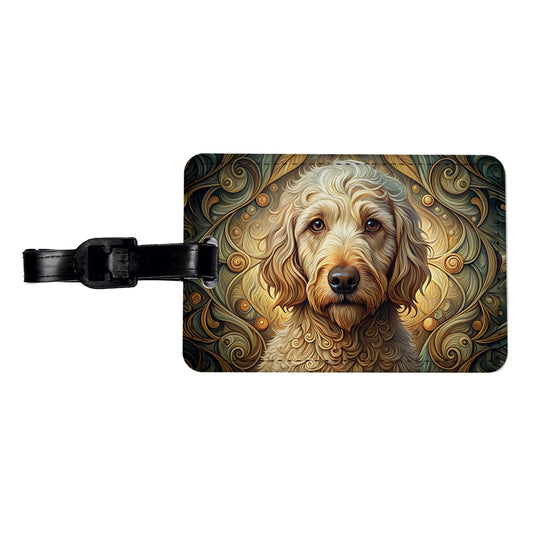 Labradoodle Dog Art Nouveau Travel Faux Leather Luggage Tag