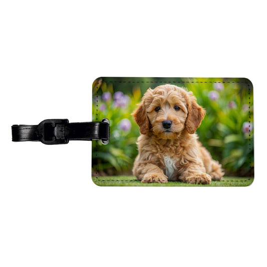 Labradoodle Dog Puppy Photo Travel Faux Leather Luggage Tag