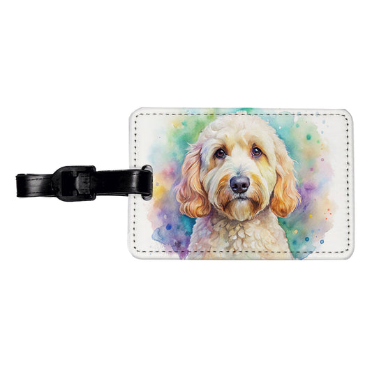Labradoodle Dog Watercolor Style Travel Faux Leather Luggage Tag