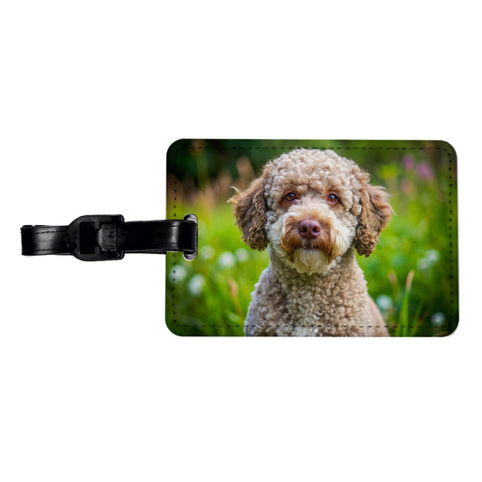 Lagotto Romagnolo Dog Photo Travel Faux Leather Luggage Tag