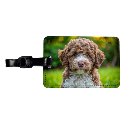 Lagotto Romagnolo Dog Puppy Photo Travel Faux Leather Luggage Tag