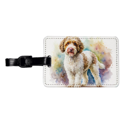 Lagotto Romagnolo Dog Watercolor Style Travel Faux Leather Luggage Tag
