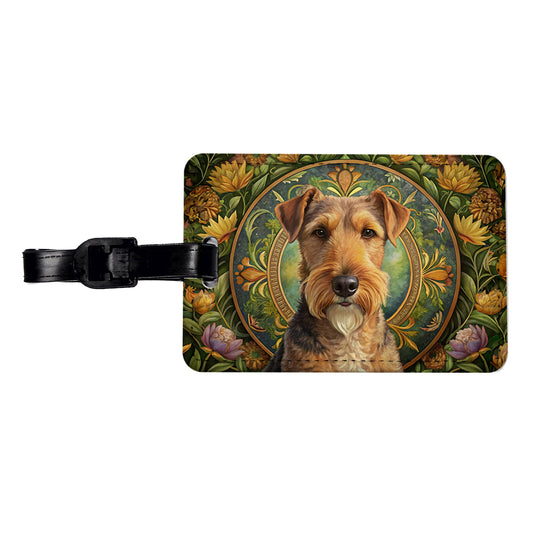 Lakeland Terrier Dog Art Nouveau Travel Faux Leather Luggage Tag