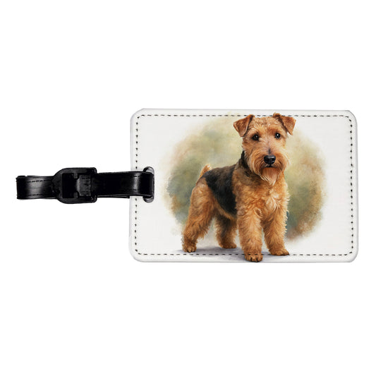 Lakeland Terrier Dog Illustration Travel Faux Leather Luggage Tag