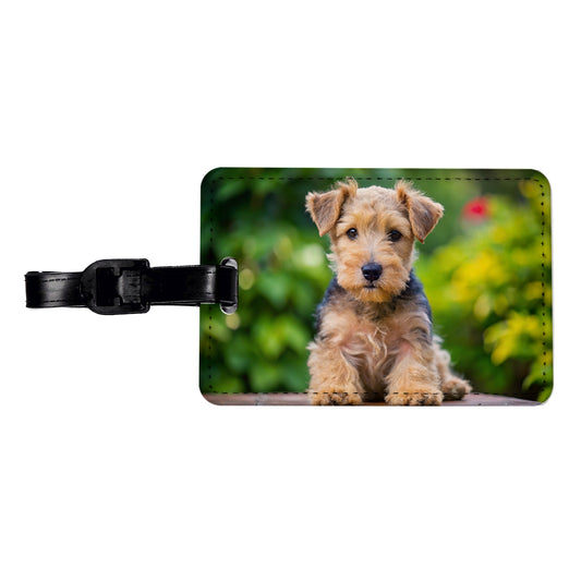 Lakeland Terrier Dog Puppy Photo Travel Faux Leather Luggage Tag