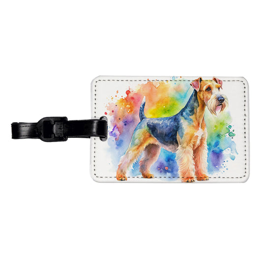 Lakeland Terrier Dog Watercolor Style Travel Faux Leather Luggage Tag