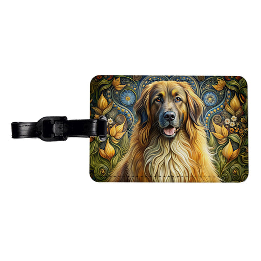 Leonberger Dog Art Nouveau Travel Faux Leather Luggage Tag