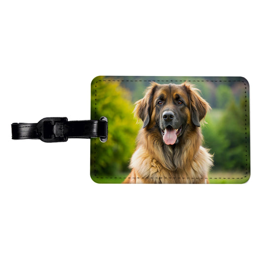 Leonberger Dog Photo Travel Faux Leather Luggage Tag
