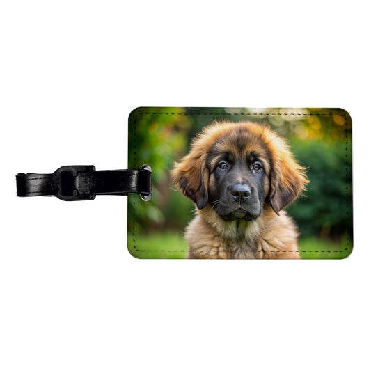 Leonberger Dog Puppy Photo Travel Faux Leather Luggage Tag