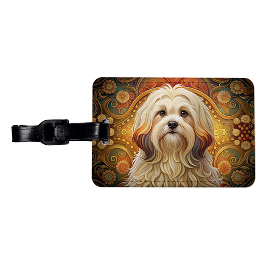 Lhasa Apso Dog Art Nouveau Travel Faux Leather Luggage Tag