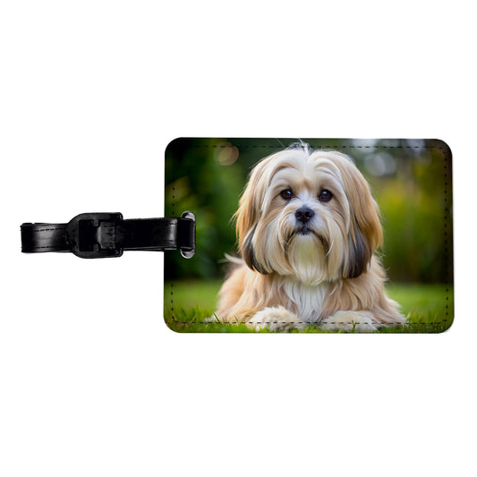 Lhasa Apso Dog Photo Travel Faux Leather Luggage Tag