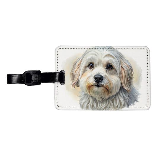Lowchen Little Lion Dog Illustration Travel Faux Leather Luggage Tag