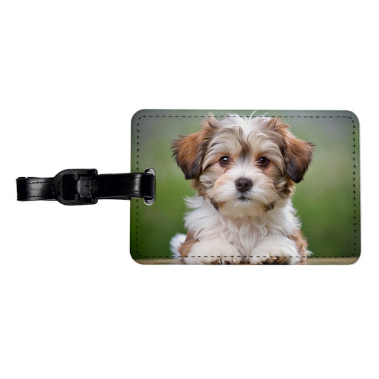 Lowchen Little Lion Dog Puppy Photo Travel Faux Leather Luggage Tag