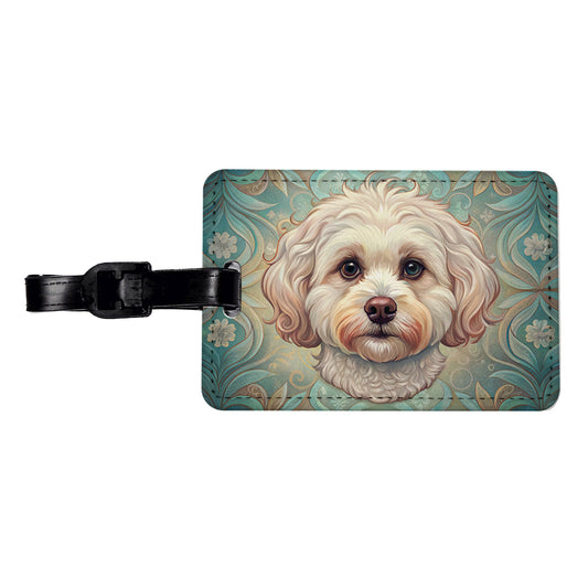 Maltipoo Dog Art Nouveau Travel Faux Leather Luggage Tag