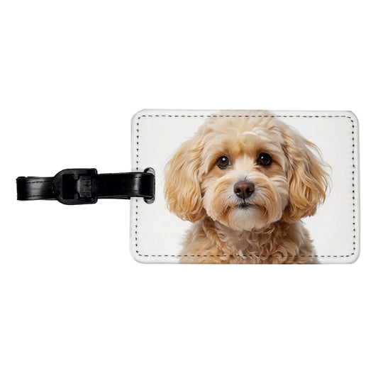 Maltipoo Dog Photo Travel Faux Leather Luggage Tag