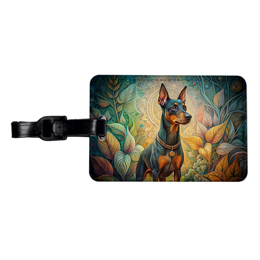 Manchester Terrier Dog Art Nouveau Travel Faux Leather Luggage Tag