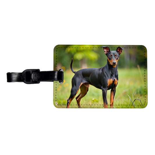 Manchester Terrier Dog Photo Travel Faux Leather Luggage Tag