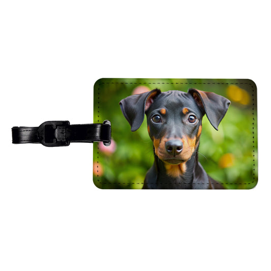 Manchester Terrier Dog Puppy Photo Travel Faux Leather Luggage Tag