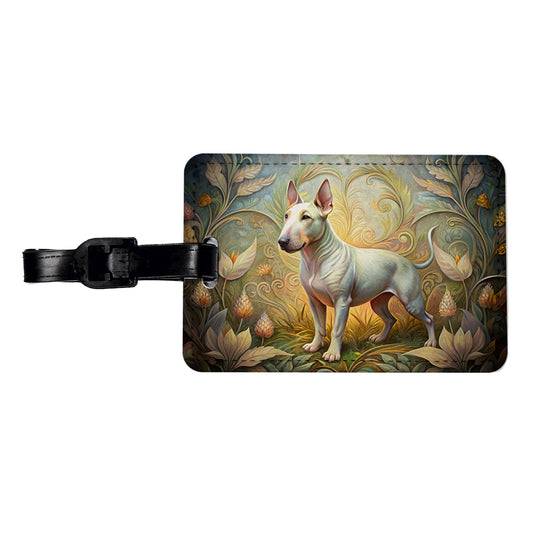 Miniature Bull Terrier Dog Art Nouveau Travel Faux Leather Luggage Tag