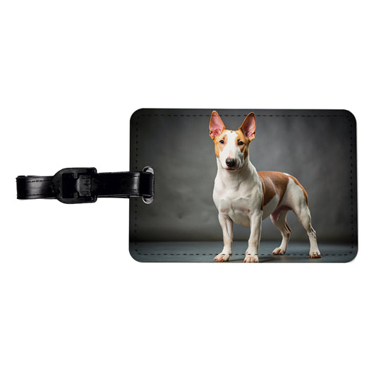 Miniature Bull Terrier Dog Photo Travel Faux Leather Luggage Tag