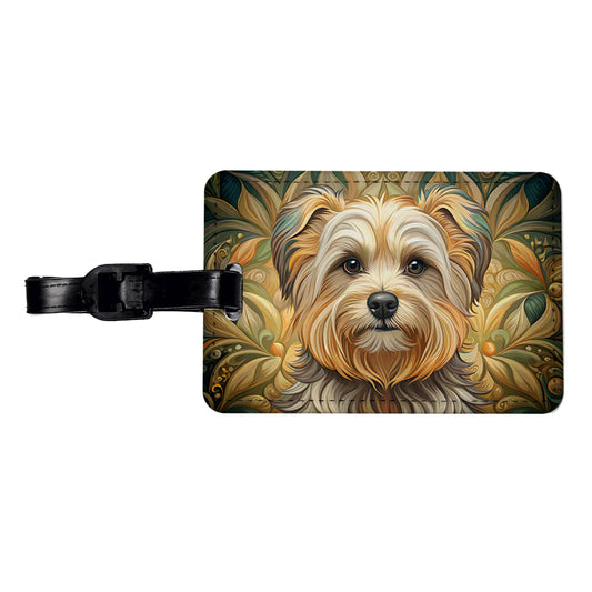 Morkie Dog Art Nouveau Travel Faux Leather Luggage Tag