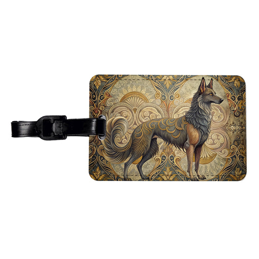 Mudi Dog Art Nouveau Travel Faux Leather Luggage Tag