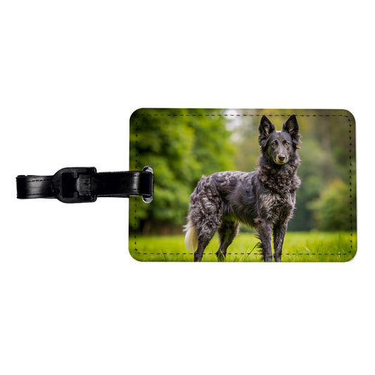 Mudi Dog Photo Travel Faux Leather Luggage Tag