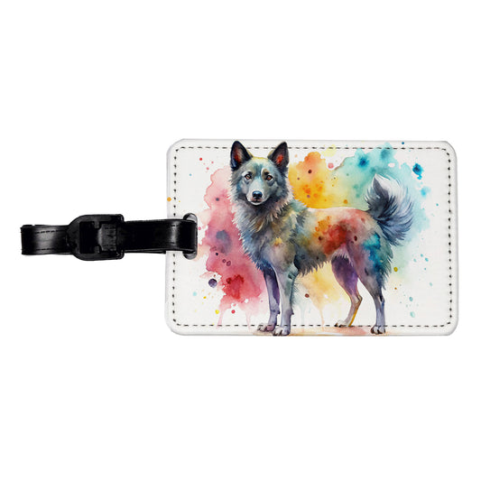 Mudi Dog Watercolor Style Travel Faux Leather Luggage Tag