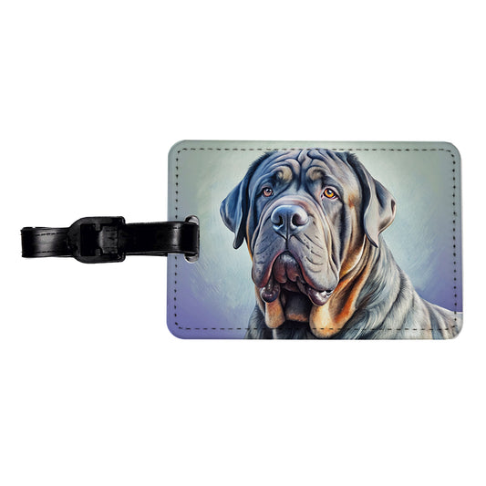 Neapolitan Mastiff Dog Illustration Travel Faux Leather Luggage Tag
